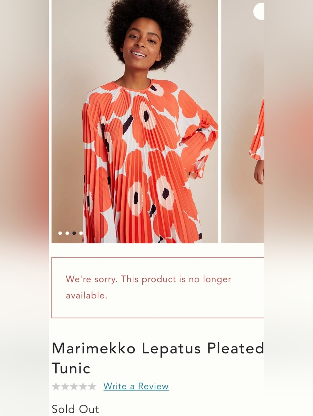 Marimekko Lepatus Unikko Pleated Tunic or Mini Dress Boho Mod Floral Print XL - Picture 4 of 9